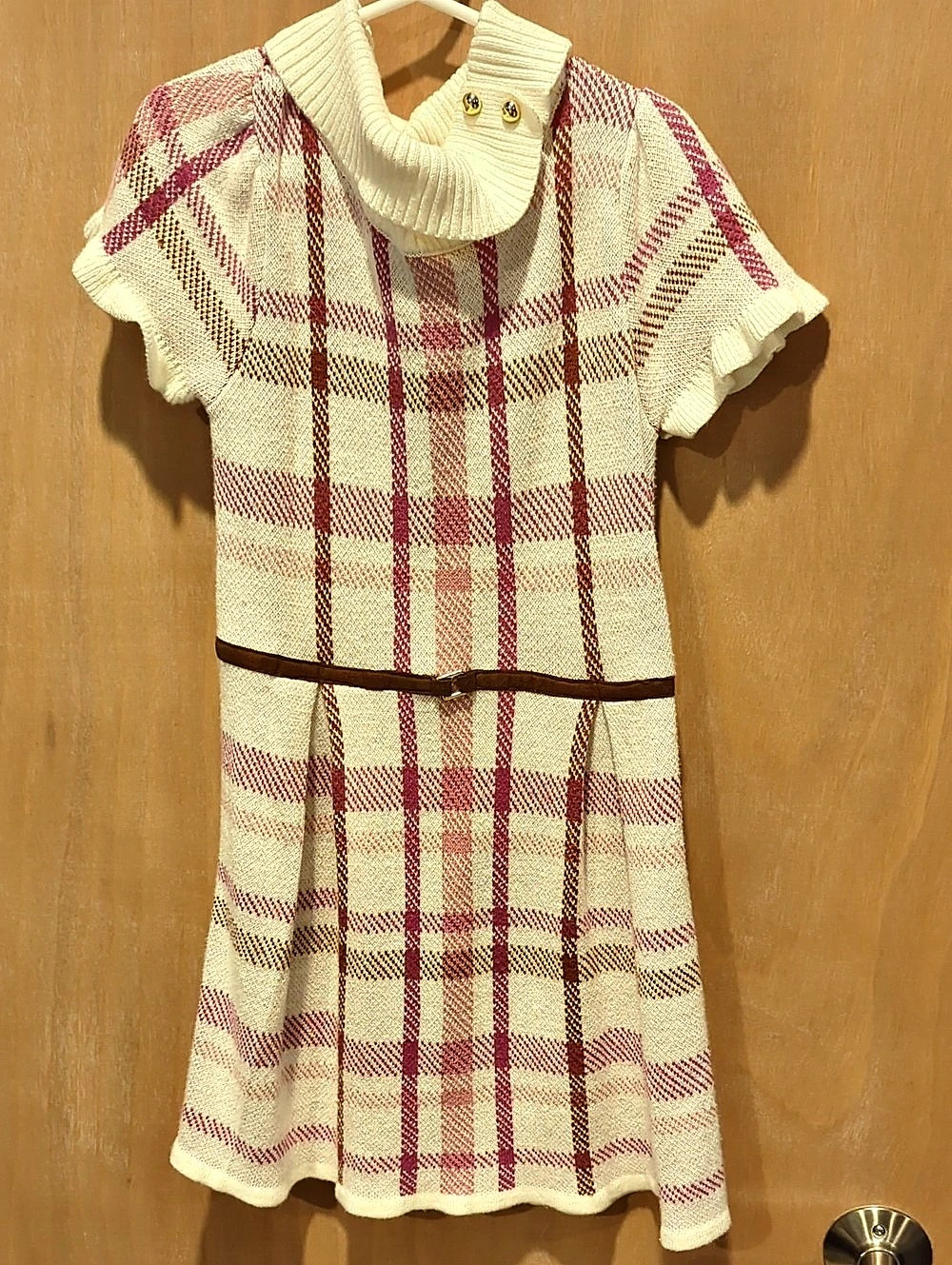 Janie And Jack Plaid Mini Dress in Cream & Pink Size 6